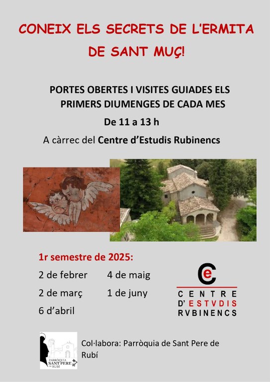 Cartell de les visites a l'ermita de Sant Muç