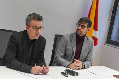 Medrano i Rodríguez en un moment de la roda de premsa  (foto: Ajuntament de Rubí - Localpres).