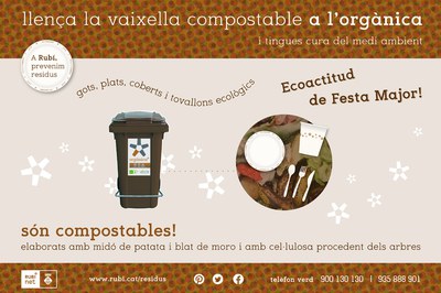 Els gots compostables, 100% biodegradables, s’han de llençar al contenidor marró, el de l’orgànica.