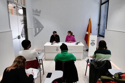 L’alcaldessa i el regidor, durant la roda de premsa per presentar el nou Pla Director (foto: Ajuntament de Rubí – Localpres).