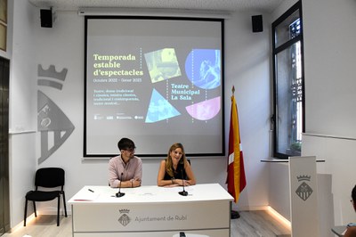L’alcaldessa i el regidor de Promoció de la Cultura durant la roda de premsa  (foto: Ajuntament de Rubí - Localpres).