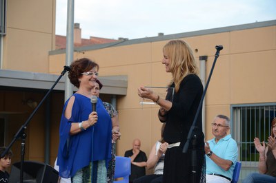 L'alcaldessa, en un moment de l'acte institucional del 10è aniversari de l'Escola Ca n'Alzamora (foto: Localpres)