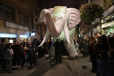 Un enorme elefant ha participat a la rua (foto: Localpres)