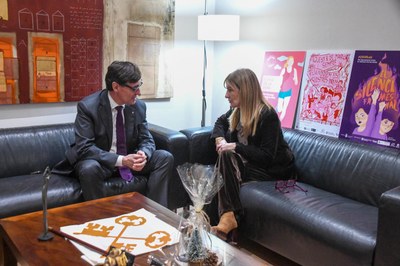 L’alcaldessa i el president, durant la visita institucional (foto: Ajuntament de Rubí – Localpres)