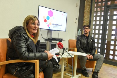 L’alcaldessa i el regidor, durant la presentació de la COLOR Week (foto: Ajuntament de Rubí – Localpres).