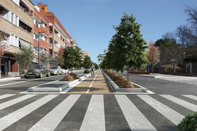 Imatge virtual del tram que discorre davant de l'INS L'Estatut.