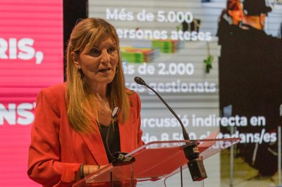 La alcaldesa, durante el acto de balance celebrado en 2022 (foto: Ayuntamiento de Rubí - Localpres).