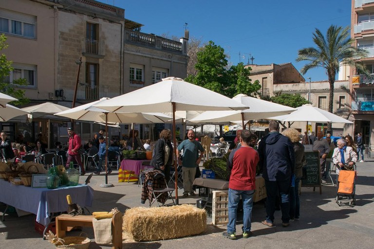 En la plaza Catalunya, los visitantes han encontrado una muestra de productores agrícolas locales (foto: Localpres)