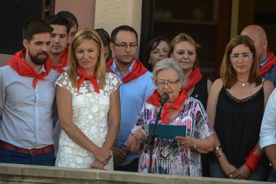 El pregón ha ido a cargo de Antònia Montmany, primera bibliotecaria de Rubí (foto: Localpres).