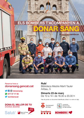 Cartel de la campaña "Los Bomberos te acompañan a donar sangre"