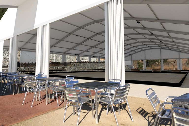 Imagen virtual del cubrimiento de las pistas de petanca de Cova Solera