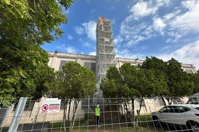 Los trabajos para finalizar la reparación de la chimenea del Escardívol ya están en marcha (foto: Ayuntamiento de Rubí – Localpres).