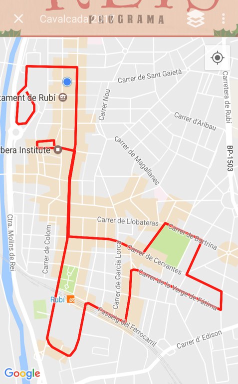 El recorrido de la cabalgata se puede consultar en la app "Rubí Ciutat"